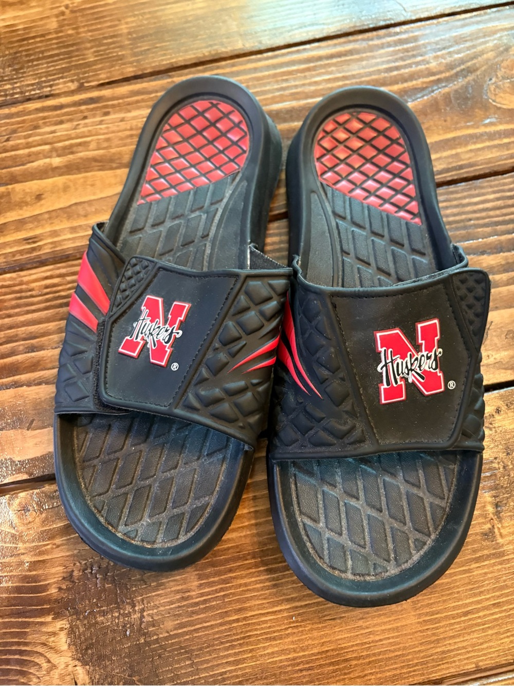 Nebraska Huskers Black & Red Slide Sandals